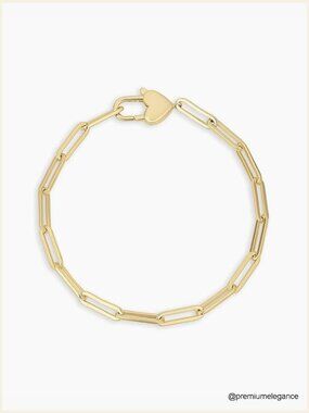 Heart Padlock Closure 18k Gold Plated Bangle Bracelet